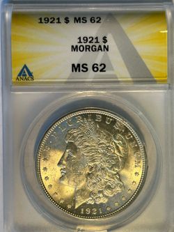 Morgan Silver Dollar, 1921, Graded As An Ms 62