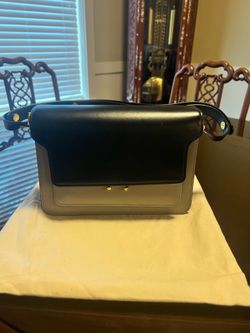 Marni Trunk Leather Shoulder Bag – Black & Grey