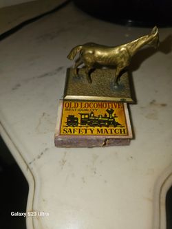 Brass Horse Figurine on Matchbox Base