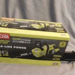NEW RYOBI Cordless Chainsaw 14 in. 40-Volt Lithium-Ion with Battery Charger