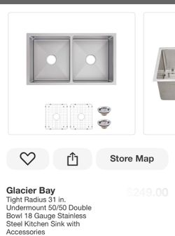 Glacier Bay Tight Radius 31in. Double Bowl Sink