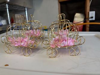 Gold pumpkin carriage centerpieces