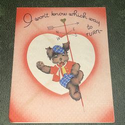 vintage 1940s gb valentines card “I wont’t know which way to turn”