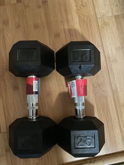 2x25 rubber coated hex dumbbells brand new