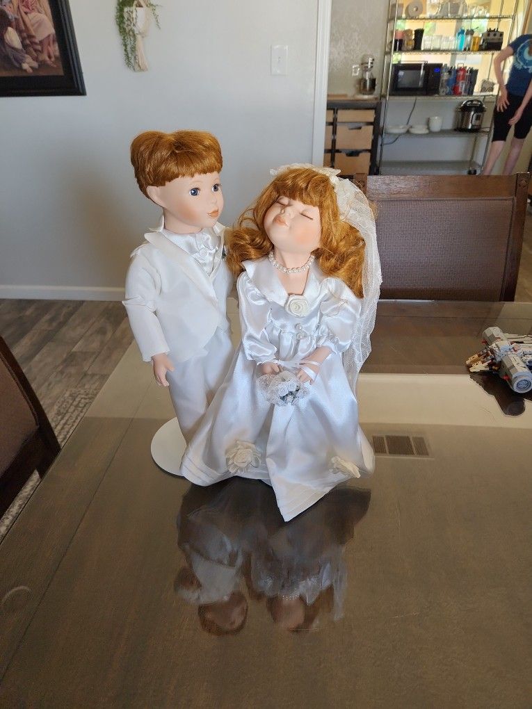 Porcelain Bride & Groom Dolls