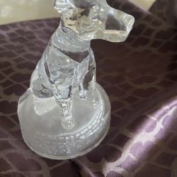 Circa 1900 Crystal Dog Paperweight- pressed glass