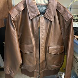 100% Leather Tan Leather Jacket - size small