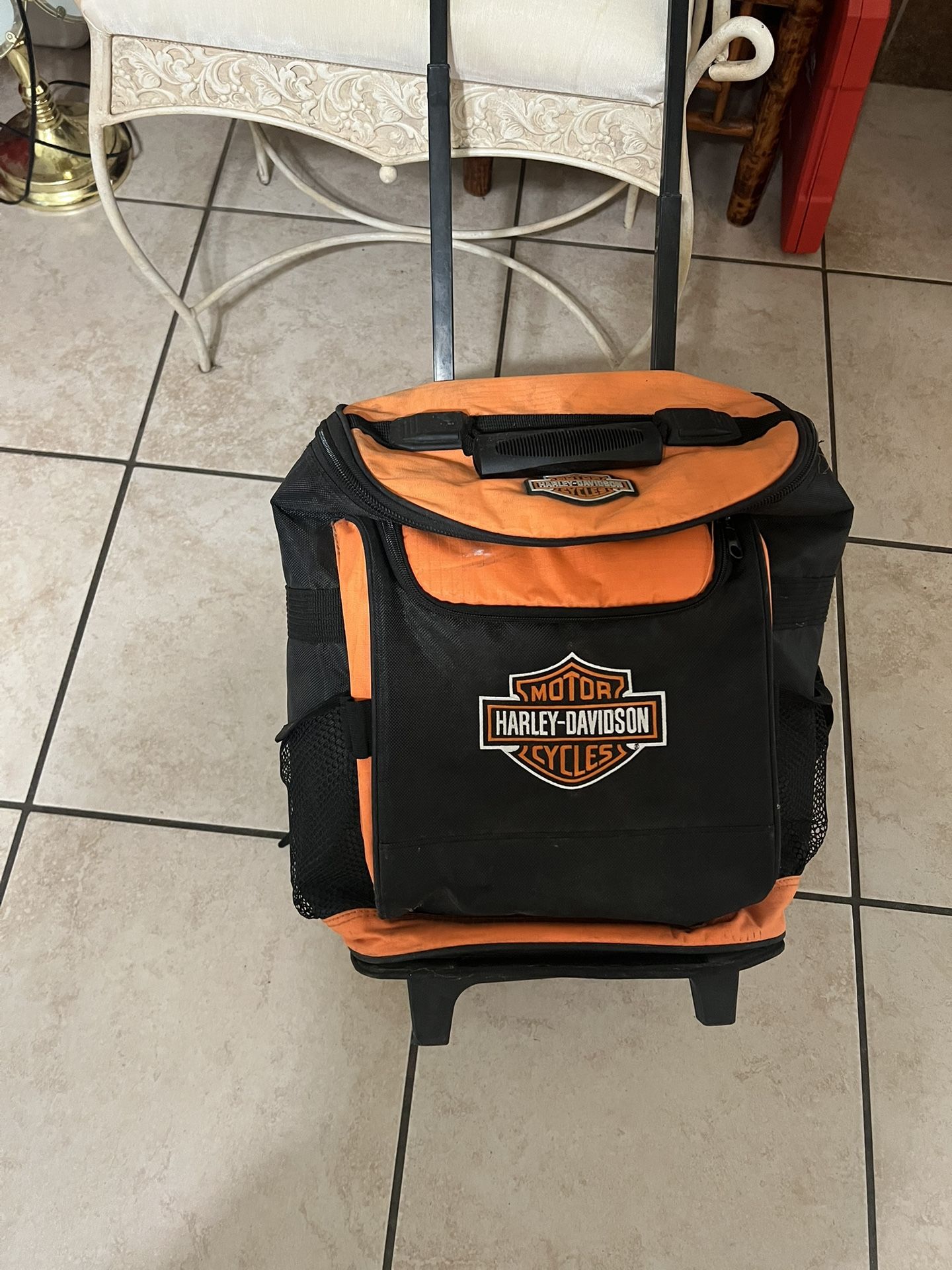 Harley-Davidson Orange and Black Rolling Cooler Backpack Bag