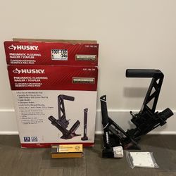 Husky Pneumatic 3-in-1 15.5-Gauge and 16-Gauge 2 in. Flooring Nailer and Stapler with Quick Jam Release + Nails