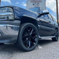 24" Snowflake Black Rims And Tires 275 30 24