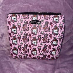 Ed Hardy Pink Zip Pouch Cosmetic Bag