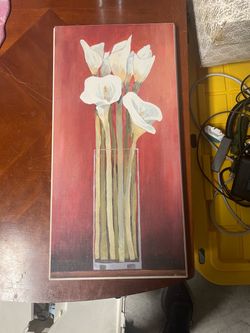 Tall Calla Lily Floral Wall Art – Red & White