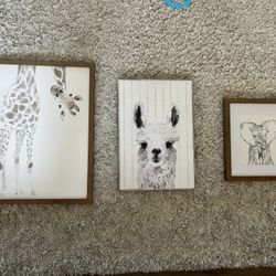 Nursery Room Animal Art Picture Frames