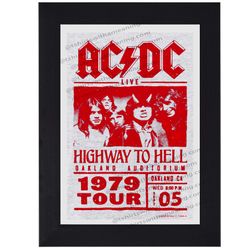 AC DC 1979 classic rock print mini concert poster flyer music
