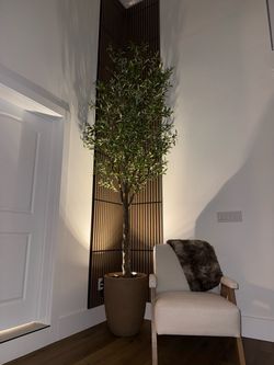 Huge 11.5 FT Tall Designer Faux Olive Tree with 2 Landscape Lights– Statement Piece (RH Style)