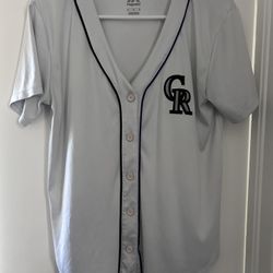 Majestic Gray Colorado Rockies Baseball Jersey Style Shirt - Women Ladies Medium