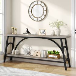 Console Table Behind Sofa Couch,Narrow Long Sofa Table,Hallway Accent Tables for Entryway Gray+Black