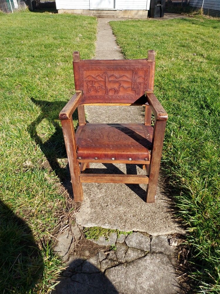 Kids Leather Indian Crafted Chair Super Nice Only 20$