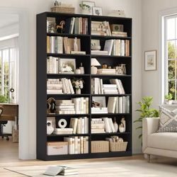 83.6 Tall Bookshelf and Bookcase, 7-Tier Extra Large Bookshelf with Double Storage, 14 Open Display Shelves for Home O 