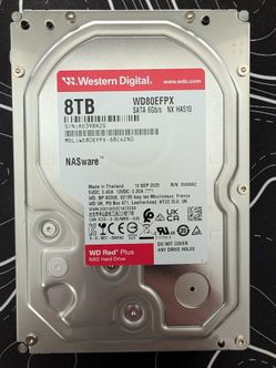 Western Digital 8TB Red Plus Hard Drive HDD - WD80EFPX- Low Hours
