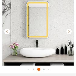 20 in. W x 34 in. H Silver Rectangular 3-Color Temperature LED Light Surface/Recessed Medicine Cabinet with Mirror