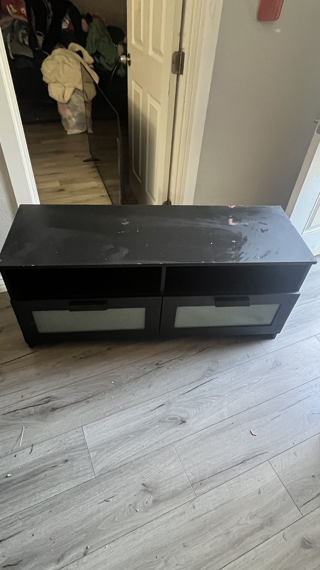 IKEA Black TV Stand with Storage Drawers