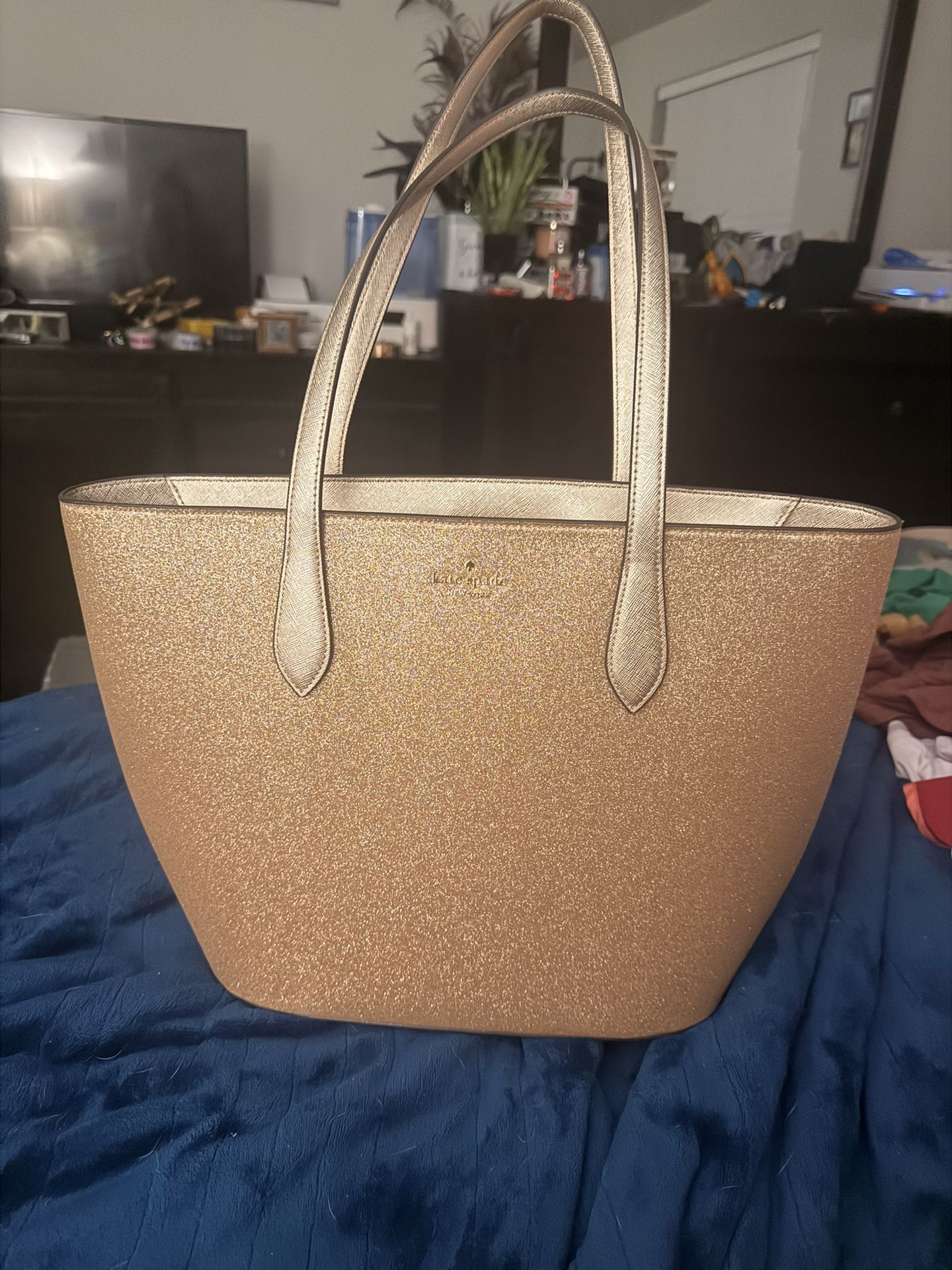 Gold Glittery Kate Spade Purse & Matching Wallet