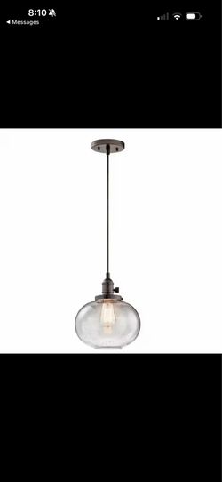 Kichler Avery 9.75 in. 1-Light Mini Pendant Olde Bronze Globe Clear Seeded Glass
