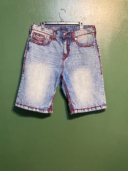 True Religion Vinny Rope Stitch Flap Denim Cargo Jorts Baggy Shorts