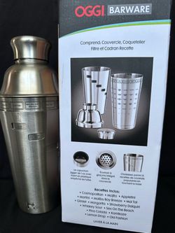 New Oggi Barware Stainless Steel Cocktail Shaker