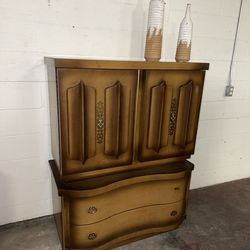 Vintage Mid-Century Tallboy Cabinet Dresser