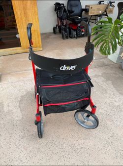 Drive Medical RTL10266 Nitro Euro-Style 4-Wheel Rollator Walker With Seat, Red