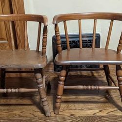 Lot Of Two Oak Hill Mini Kids Or Doll Wooden Chairs