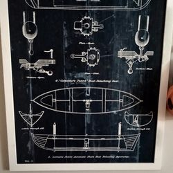 Clifferds boat lowering apparatus blue prints and boat prints walk art