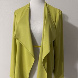 NWT Nine West Meadow Open-Front Draped Jacket in Chartreuse - Large