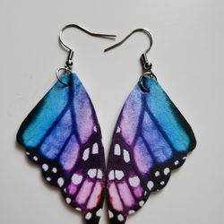 Purple and Blue Butterfly Earrings 