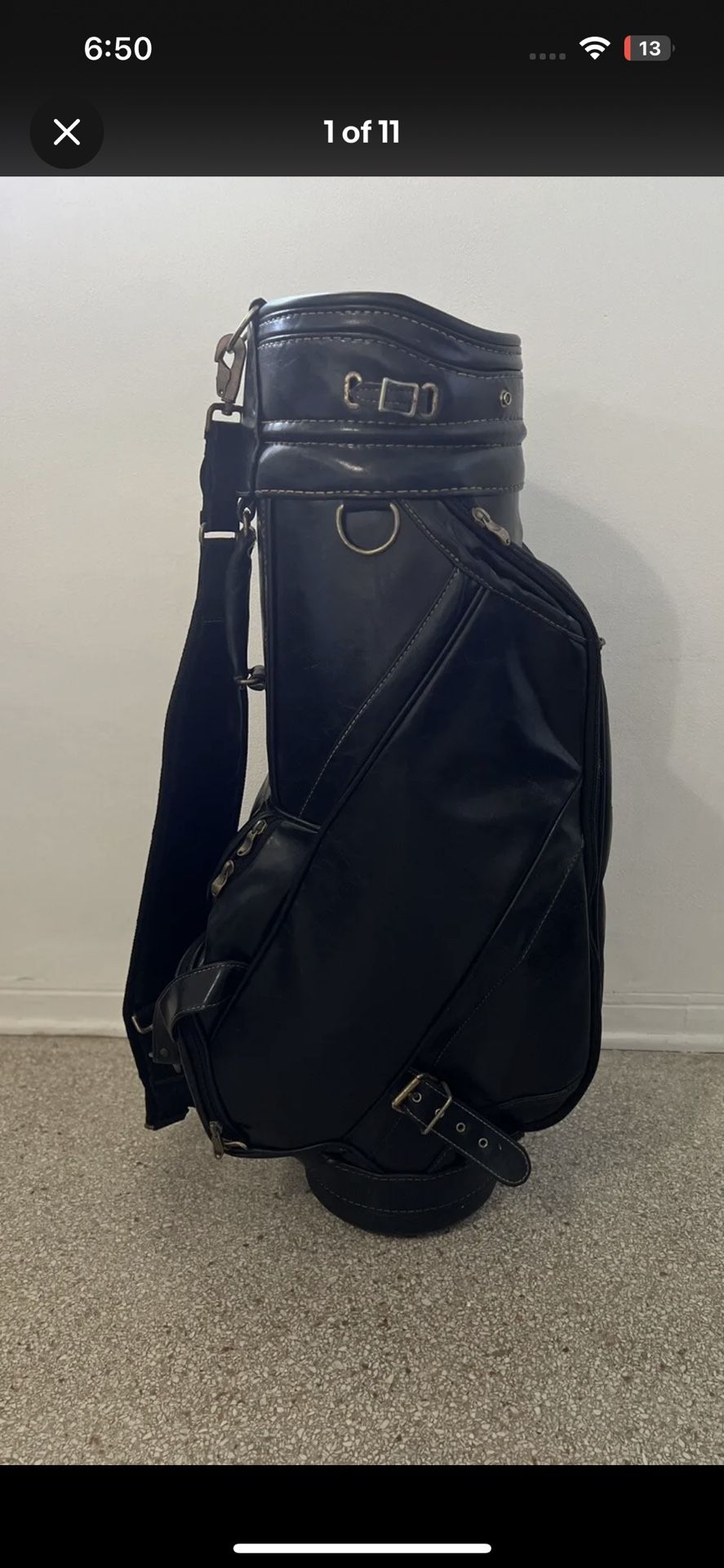 Vintage Bob Hope Chrysler Classic Leather Golf Bag Black Extremely Rare.