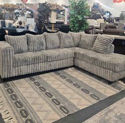 (NEW IN BOX)- Comfy Grey Sectional With Pillows Finance Available $54 down pmt only!!