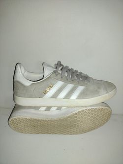 Adidas Gazelle Women's CQ0879 Grey White Gold Suede Athletic Shoes Size 9