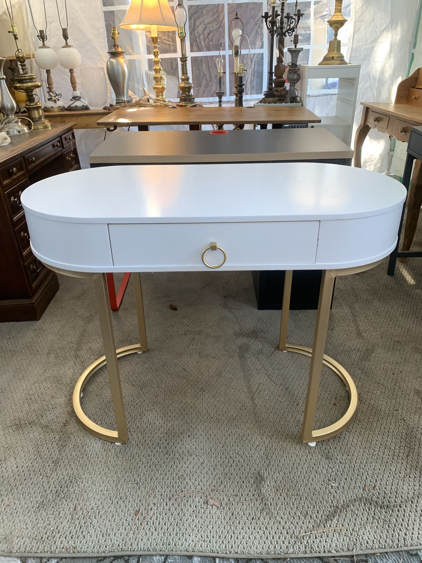 White Gold Glam Vanity Office Desk Hallway Console Table $175 OBO! {ch}