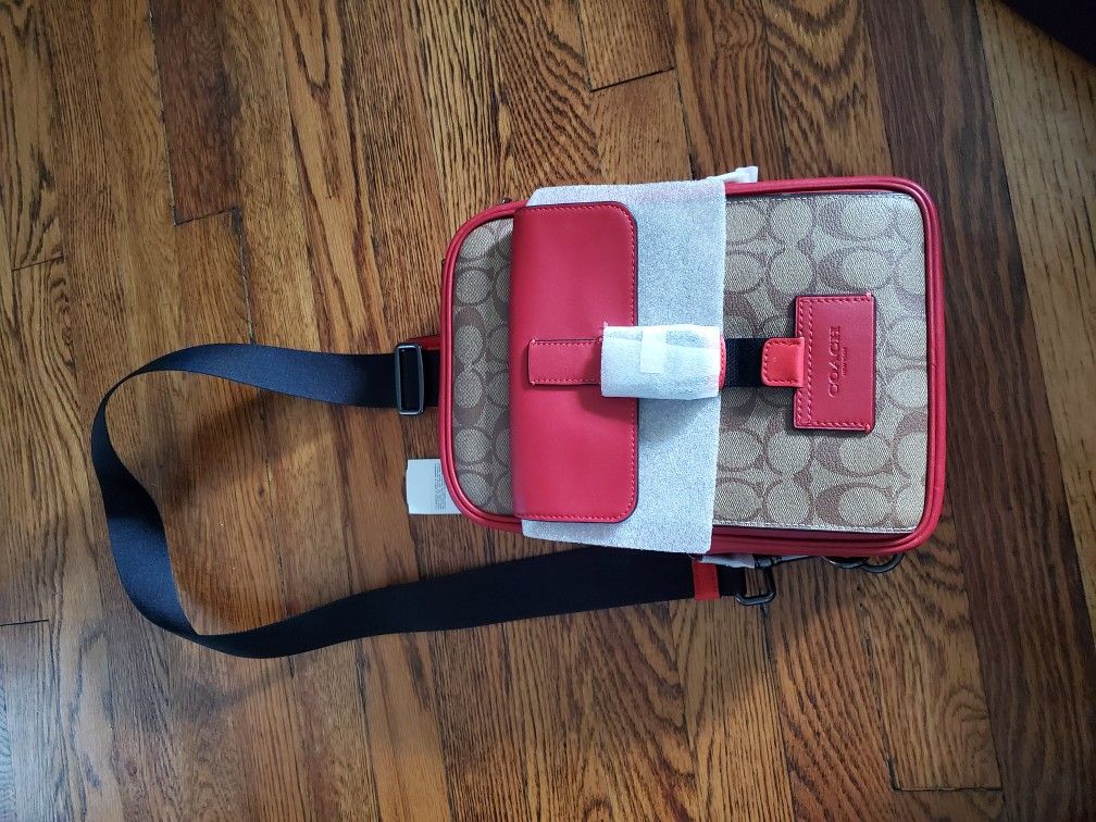 Brand NEW Coach Red Track Pack Colorblock Signature Canvas