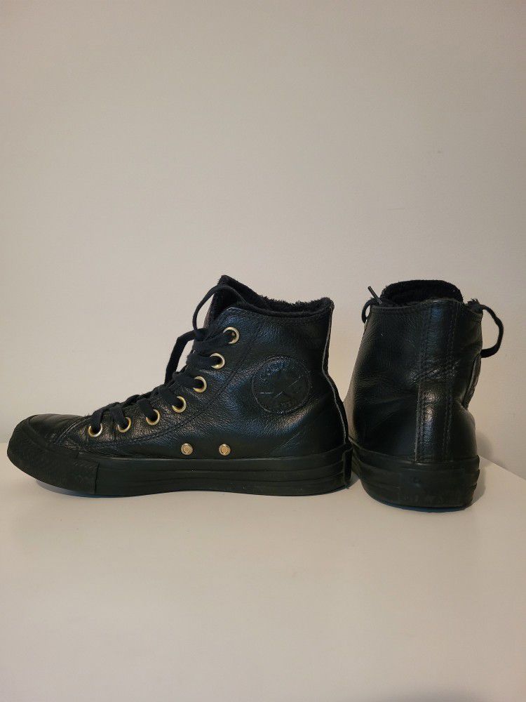 Lined Converse Leather Sz 6