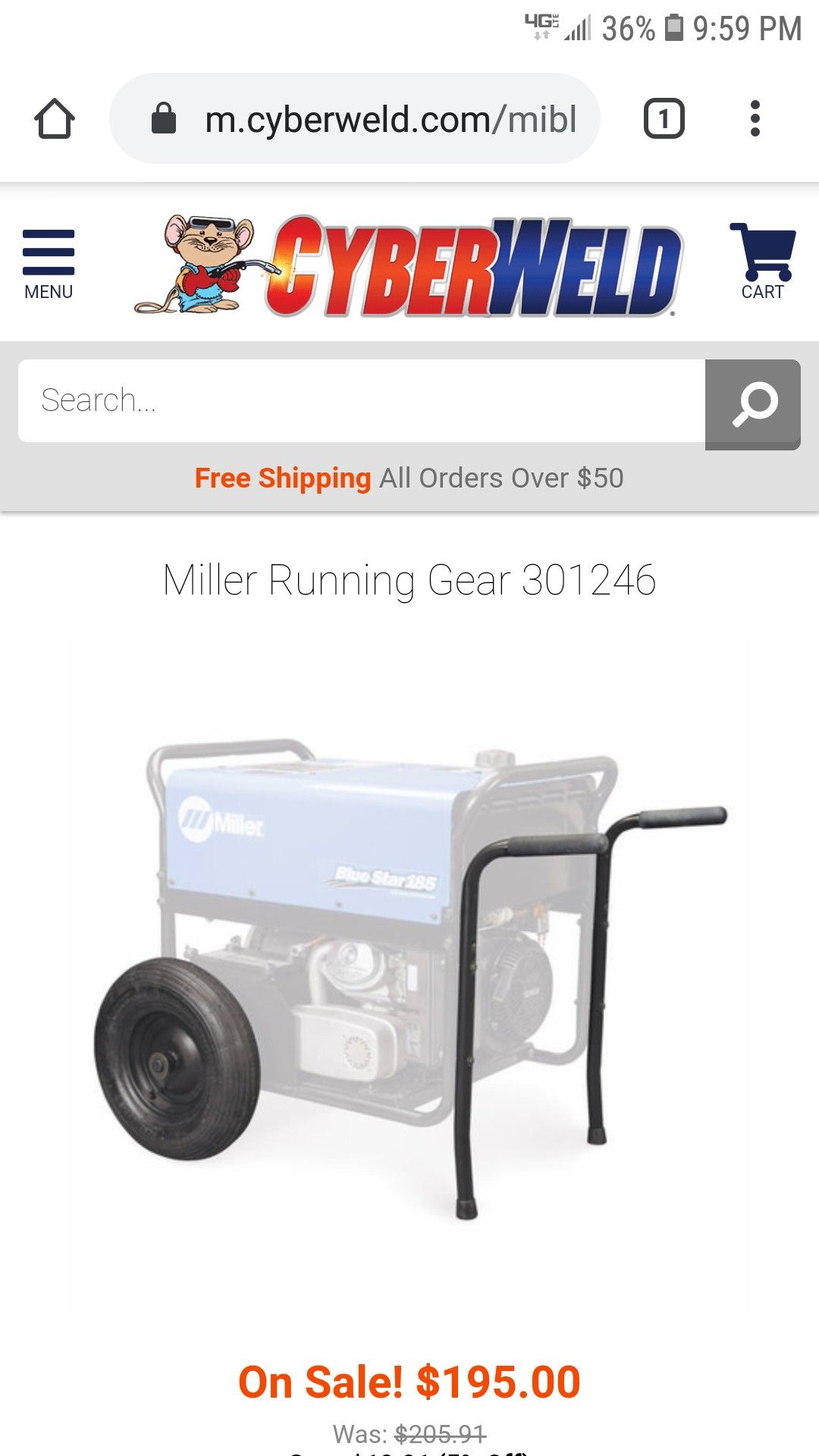 Wheel/handle kit only - for miller 185