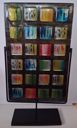 Fused Glass Art Panel in a metal stand