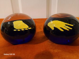 2 Vintage  Clear Glass Paperweights