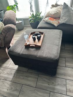 Greenish Brown Couch and Ottoman