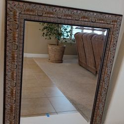  Antique Bronze Patina Finish Framed Wall Mirror