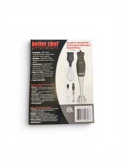 Better Chef DualPro 260W Handheld Immersion Blender & Hand Mixer Stainless Steel Whisk IM-806BK