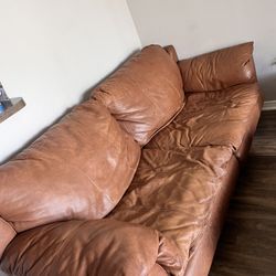7ft Leather Brown Coach 