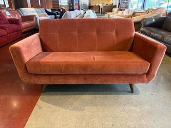 JOYBIRD Hughes MCM Style Orange Tufted Loveseat